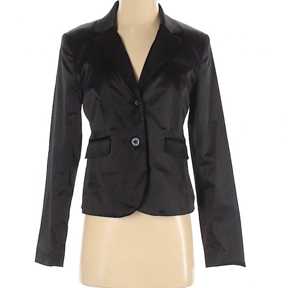 Black Apostrophe Sateen Blazer - Picture 1 of 4